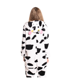 Ženska pižama kombinezon Kigurumi Onesie krava belo črna