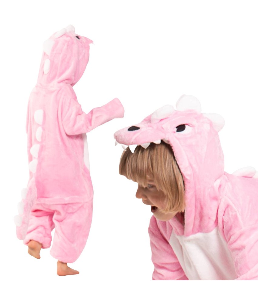 Piżama Dla Dzieci Dziecięca Kigurumi Onesie Kostium Dinozaur Różowy