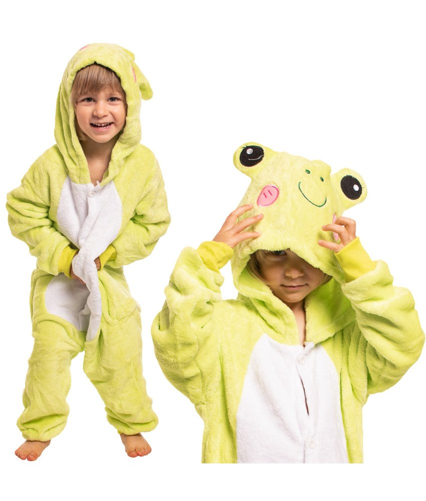 Piżama Dla Dzieci Dziecięca Kigurumi Onesie Kostium Żaba Zielona