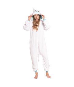 Piżama Damska Kombinezon Kigurumi Onesie Smok Szczerbatek Biały