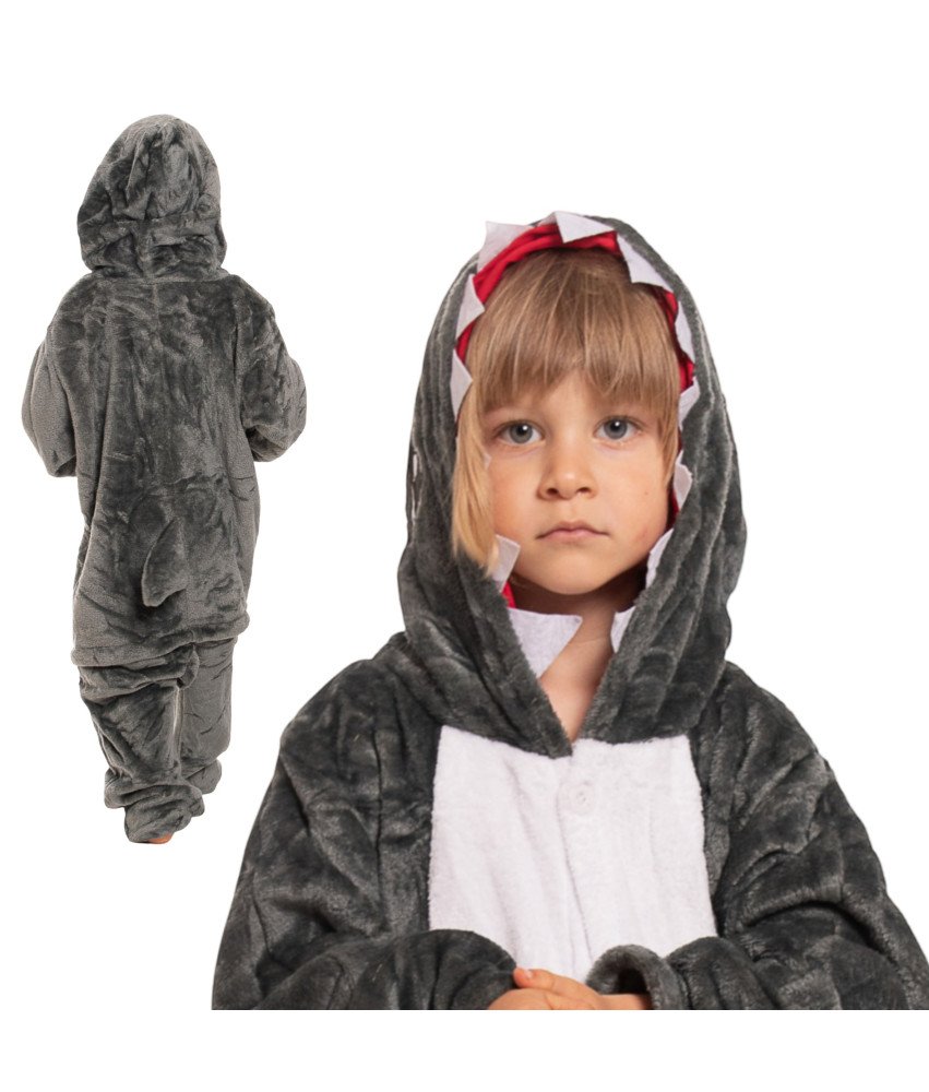 Piżama Dla Dzieci Dziecięca Kigurumi Onesie Kostium Szary Rekin