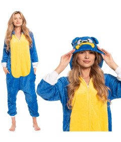 Piżama Damska Kombinezon Kigurumi Onesie Kostium Sonic Niebieski