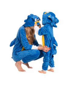 Piżama Damska Kombinezon Kigurumi Onesie Kostium Sonic Niebieski