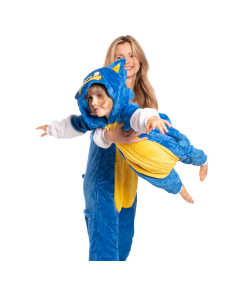 Piżama Damska Kombinezon Kigurumi Onesie Kostium Sonic Niebieski