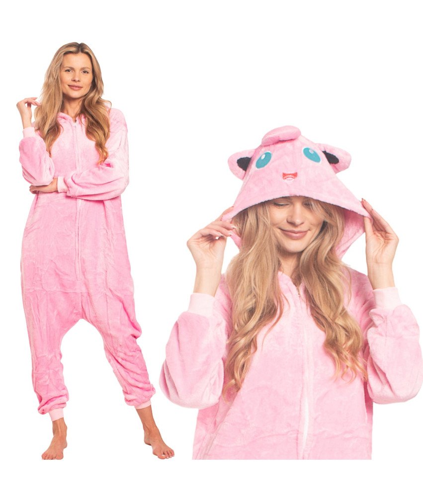 Ženska pižama Kostum Kigurumi Pajac Jiggly Puff Pokemon Roza
