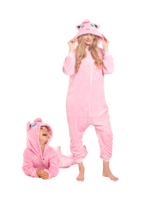 Ženska pižama Kostum Kigurumi Pajac Jiggly Puff Pokemon Roza