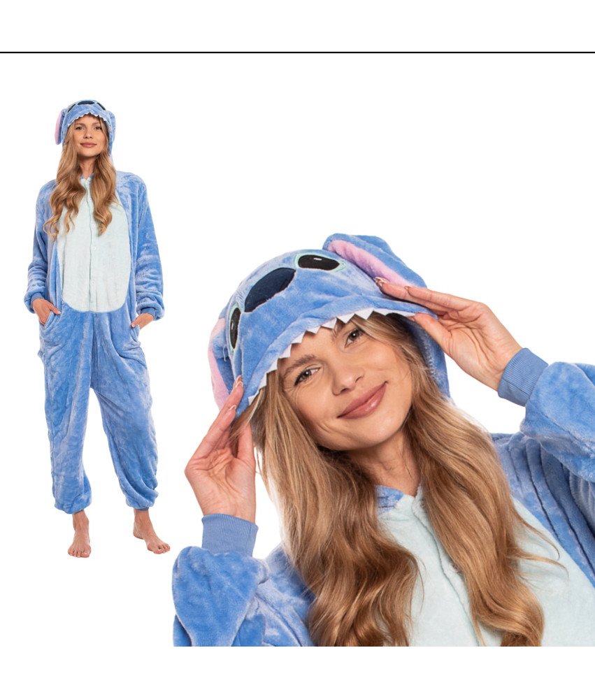 Ženska pižama kombinezon Kigurumi Onesie kostum Stich moder
