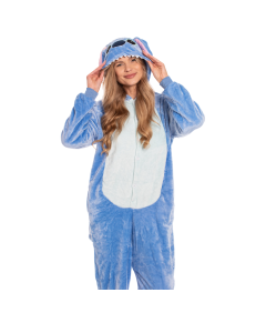 Ženska pižama kombinezon Kigurumi Onesie kostum Stich moder