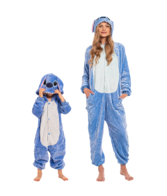 Ženska pižama kombinezon Kigurumi Onesie kostum Stich moder