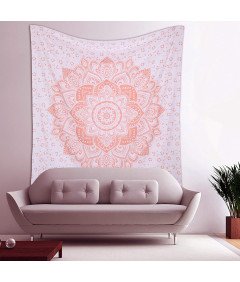 Raajsee Gobelin Ścienny z Mandalą, Biało-Różowy, Bawełniany, 208x232cm