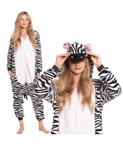 Piżama Damska Kombinezon Kigurumi Onesie Strój Zebra Biało Czarna