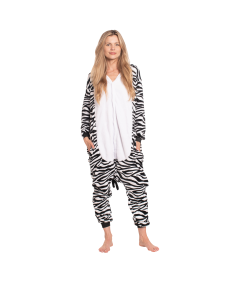 Ženska pižama kombinezon Kigurumi Onesie Zebra Bela Črna