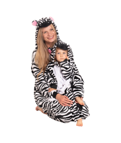 Ženska pižama kombinezon Kigurumi Onesie Zebra Bela Črna