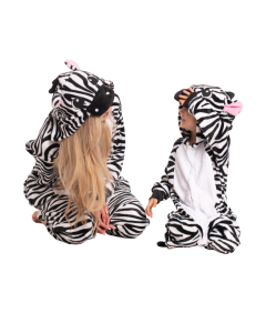 Ženska pižama kombinezon Kigurumi Onesie Zebra Bela Črna