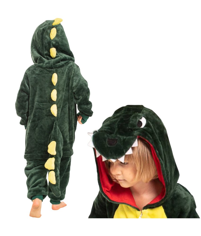 Piżama Dla Dzieci Dziecięca Kigurumi Onesie Strój Dinozaur Zielony