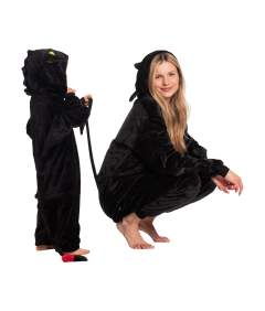 Piżama Damska Kombinezon Kigurumi Onesie Smok Szczerbatek Czarny