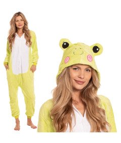 Ženska pižama kombinezon Kigurumi Onesie kostum Žaba Zelena