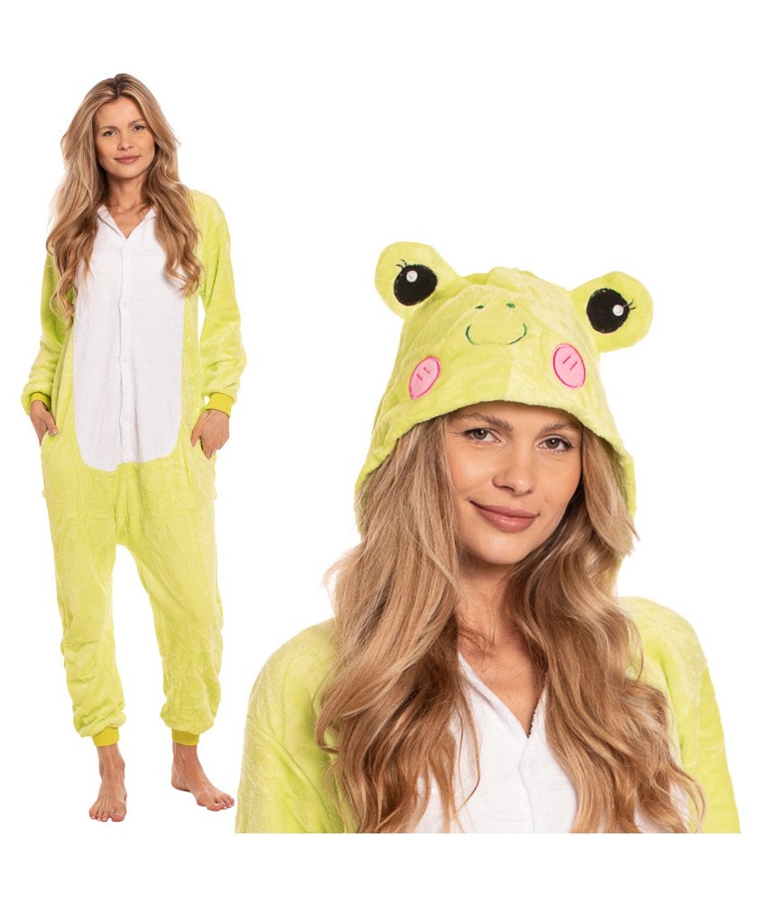 Ženska pižama kombinezon Kigurumi Onesie kostum Žaba Zelena