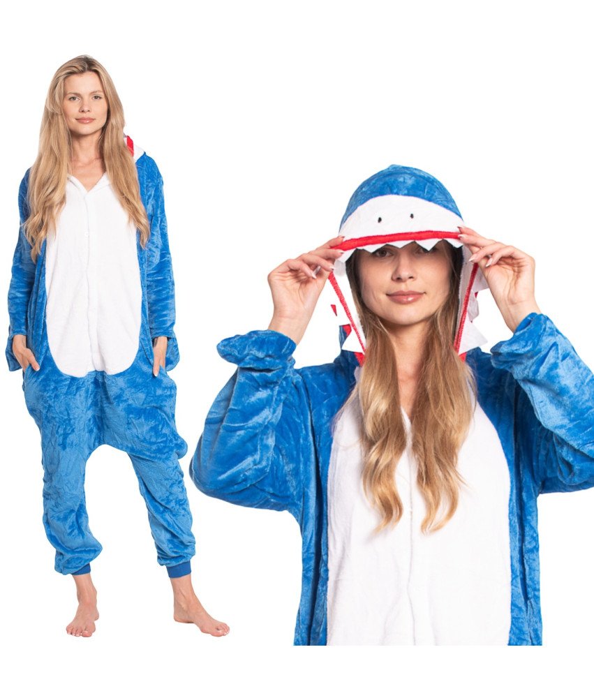 Ženska pižama kombinezon Kigurumi Onesie kostum modri morski pes