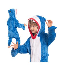 Piżama Dla Dzieci Dziecięca Kigurumi Onesie Kostium Niebieski Rekin