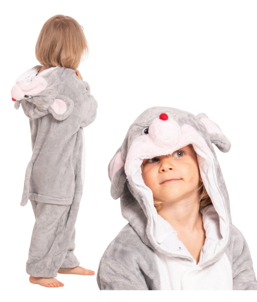 Otroška pižama Kigurumi pajac kostum Miška Siva