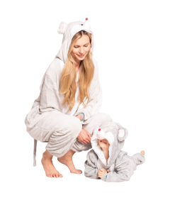 Otroška pižama Kigurumi pajac kostum Miška Siva