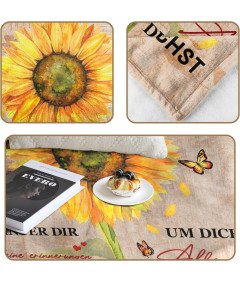 Roza za rojstni dan za ženske, rjava z rumenimi sončnicami, 150 x 130 cm