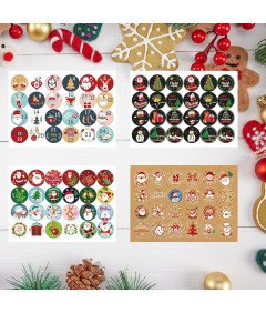 Zestaw Naklejek z Motywem Świąt 8 Arkuszy po 24 Naklejki Na Boże Narodzenie