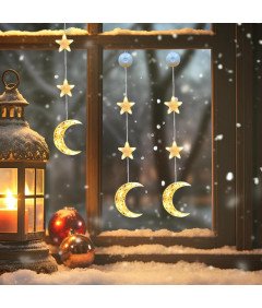 Oświetlenie Bożonarodzeniowe Dekoracja z Przyssawkami Gwiazdy i Księżyc LED