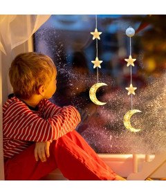 Oświetlenie Bożonarodzeniowe Dekoracja z Przyssawkami Gwiazdy i Księżyc LED