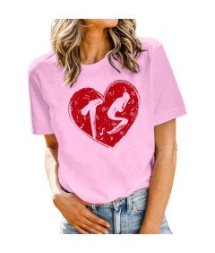 Hohololo Women's TS Printed T-Shirt, Pink, Velikost XL