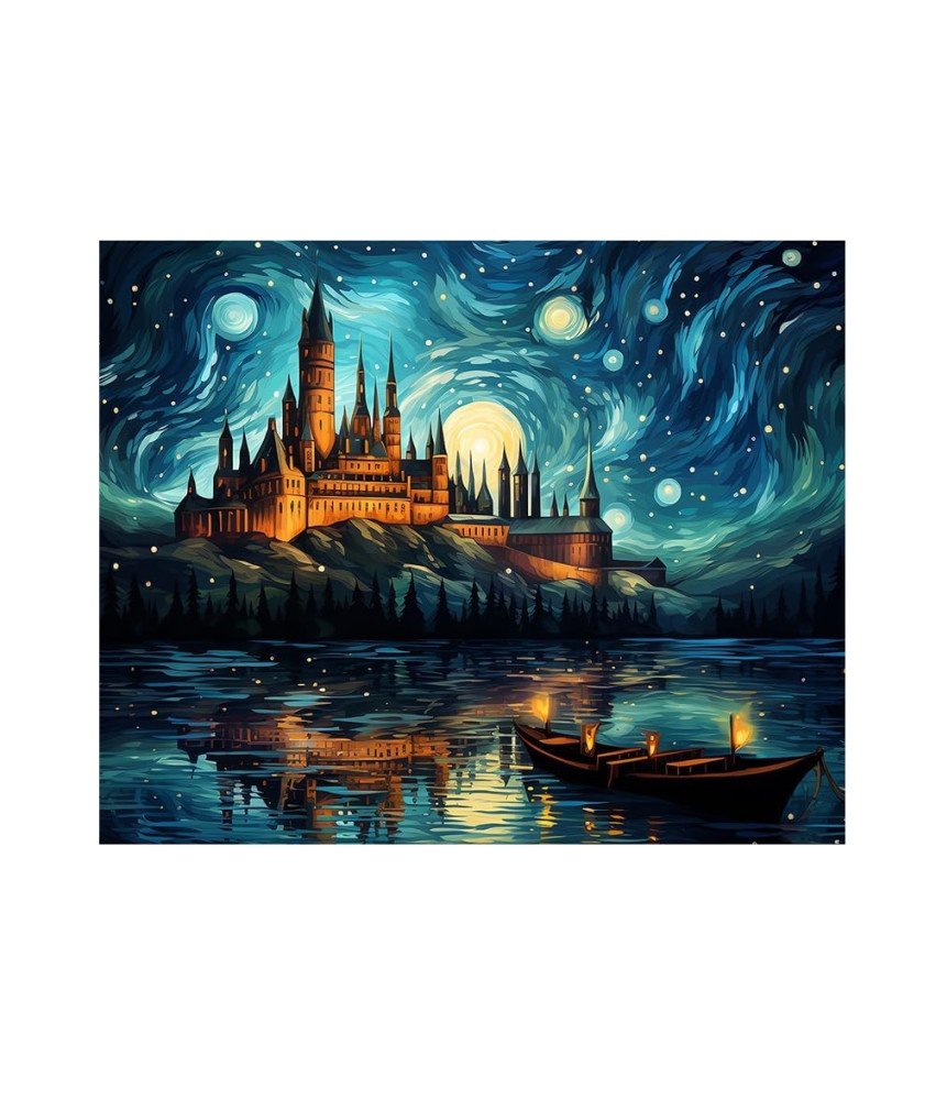 Slikanje po številkah z barvami Platno DIY Slika Ročno delo Grad 40x50 cm