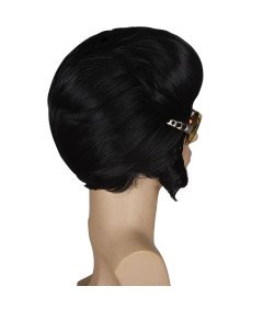 Moška lasulja v stilu Elvisa iz 50-ih in 60-ih let Komplet z očali Obseg 56 cm Črna