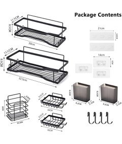 Półka Półki Prysznicowa Bez Wiercenia Nierdzewna Samoprzylepna 5 szt Zestaw Chaczyki