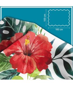 DreamRoots Vodoodporna Tkanina 160 x 100 cm 600D Bela s Cvetličnim Vzorcem