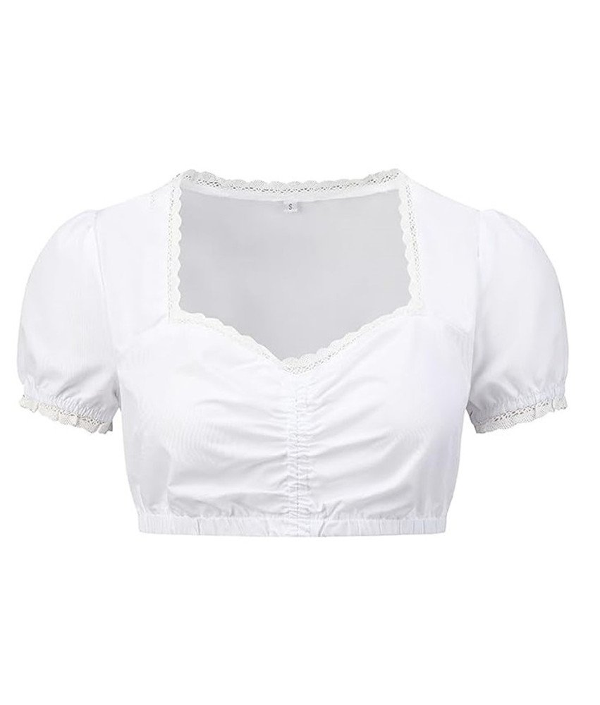 Mayround Ženska Bluza Majica Kratek Rokav Tradicionalni Stil Bela XL