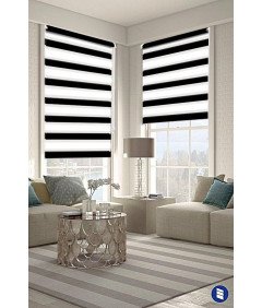 Eurohome Dvojni rolo na sponke brez vrtanja 120 x 150 cm bela-črna