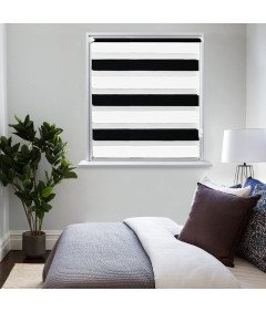 Eurohome Podwójna Roleta na Zaciski Bez Wiercenia 90 x 150 cm Biało-Czarna