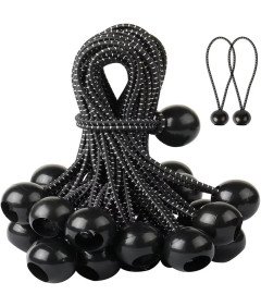 Ponjave Z Vrvico Z Žogo Bungee Sponke Za Šotor 60 Kosov 15 cm Črne