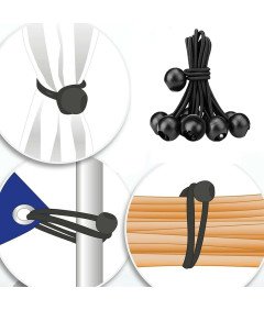 Ponjave Z Vrvico Z Žogo Bungee Sponke Za Šotor 60 Kosov 15 cm Črne