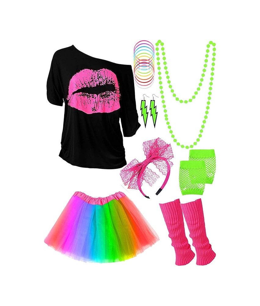 Blulu Ženski kostum 80. leta Zabavna retro obleka XXL Komplet 17 kosov