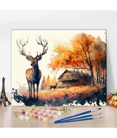 Slikanje po številkah Barve Platno DIY Slika Ročno delo Jelen 40x50 cm
