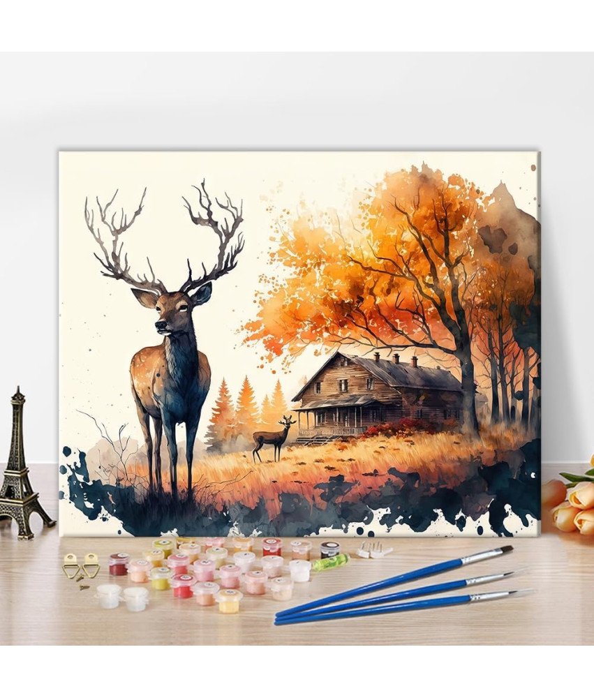Slikanje po številkah Barve Platno DIY Slika Ročno delo Jelen 40x50 cm