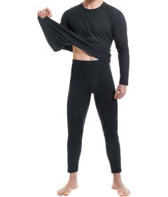 SIMIYA Bielizna Termiczna z Polarem Wewnętrznym Ultralekka Czarny 4XL