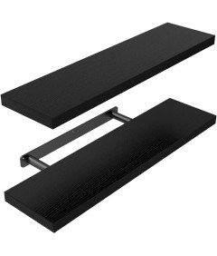 STOREMIC Zestaw 2 Półek Ściennych z Płyty MDF 60x23,5 cm Nowoczesne Czarne