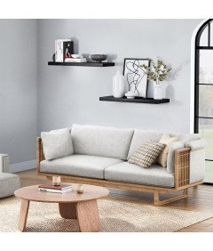 STOREMIC Zestaw 2 Półek Ściennych z Płyty MDF 60x23,5 cm Nowoczesne Czarne