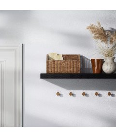 STOREMIC Zestaw 2 Półek Ściennych z Płyty MDF 60x23,5 cm Nowoczesne Czarne