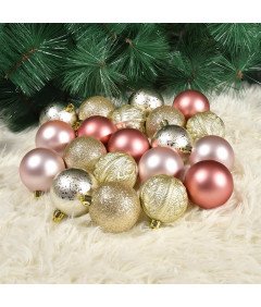 Bombki Choinkowe z Zawieszkami Nietłukące Czerwone Złote Różowe 6 cm 20 szt