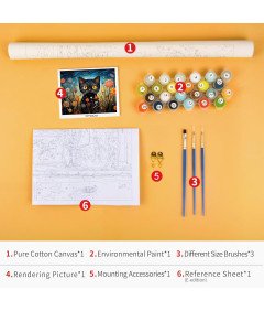 Malowanie po Numerach Farbami Płótno DIY Obraz Rękodzieło Kot 40x50 cm