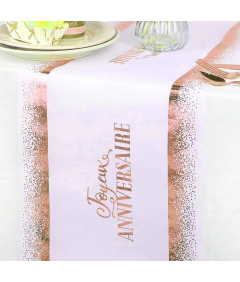 Tekstilni prt za mizo Rojstni dan Anniversaire Joyeux Vlakna Bela Roza 10 m x 28 cm